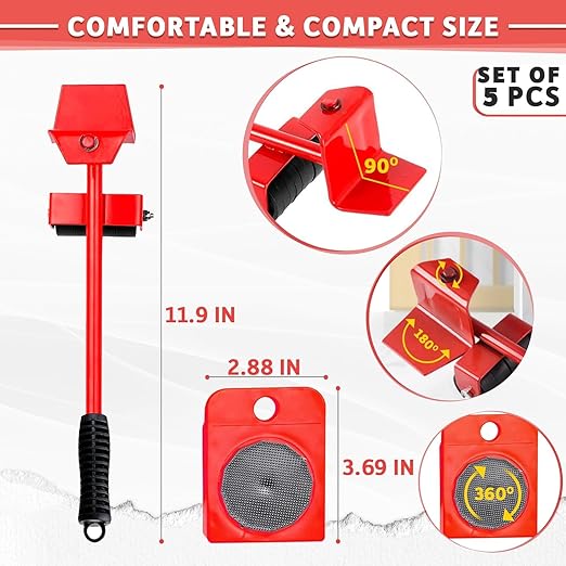 Heavy Furniture Movers with Wheels - Furniture Lifter Tool Set with Appliance Slider for Tile and Hardwood Floors