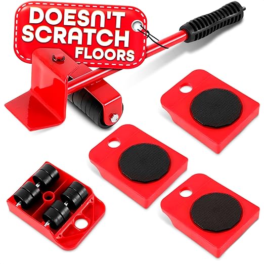 Heavy Furniture Movers with Wheels - Furniture Lifter Tool Set with Appliance Slider for Tile and Hardwood Floors
