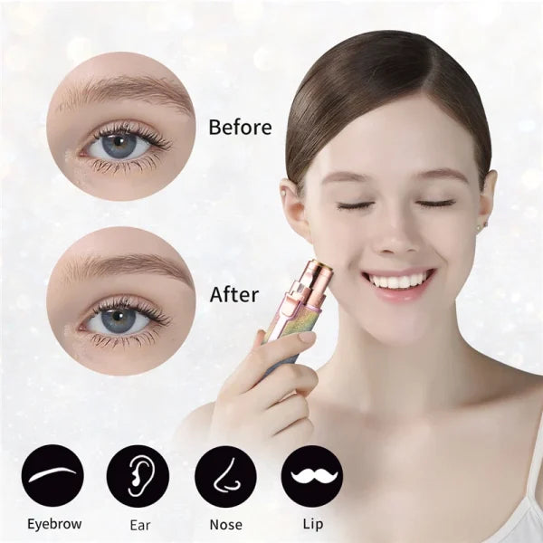 2 In 1 Electric Eyebrow Trimmer Makeup Painless Eye Brow Epilator Mini Shaver Razor