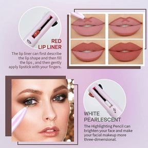 4 In 1 Waterproof Makeup Pen Eyebrow Pencil Long Lasting Easy Lip Color Liner Highlight Lying Silkworm Eyeliner Pen Makeup Tools